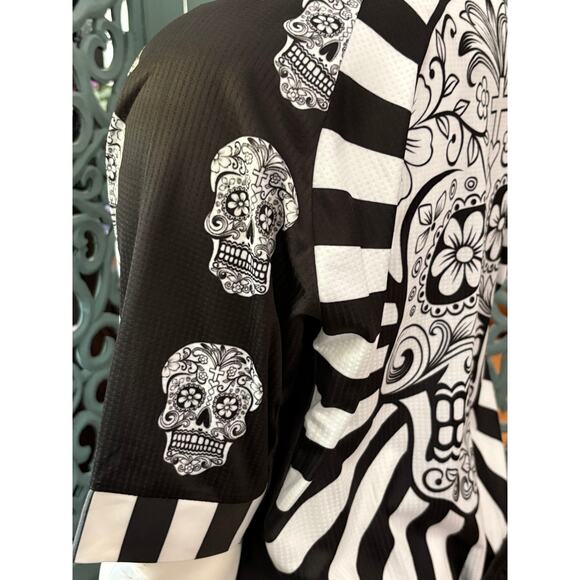 WEIMOSTAR Sugar Skull Cycling Jersey-Full Zip-Short Sleeve-Black/White-Mens XXXL - Picture 5 of 7